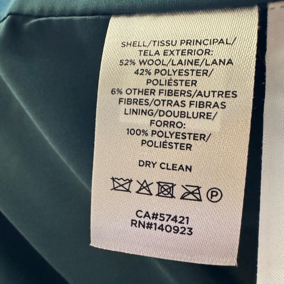 NWT LOFT Rich Teal Pea Coat - Picture 7 of 7